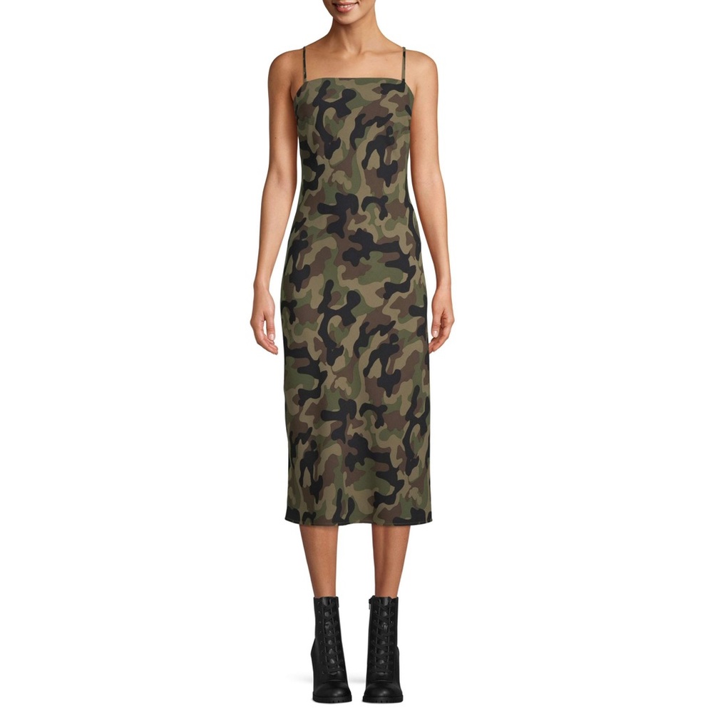NWT Camo Slip Midi Dress